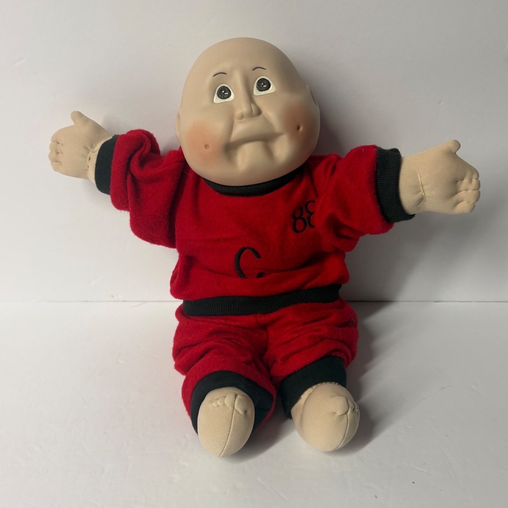 Vintage 1980s Bald Baby Doll Red Black Track Athletic Suit Unbranded Nostalgia